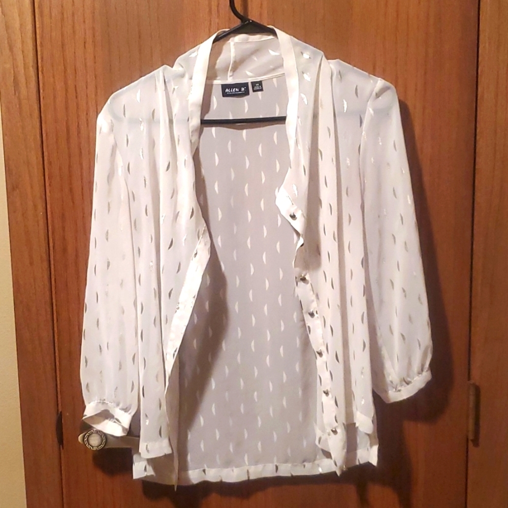 Size XS White/Gold Button Down Blouse